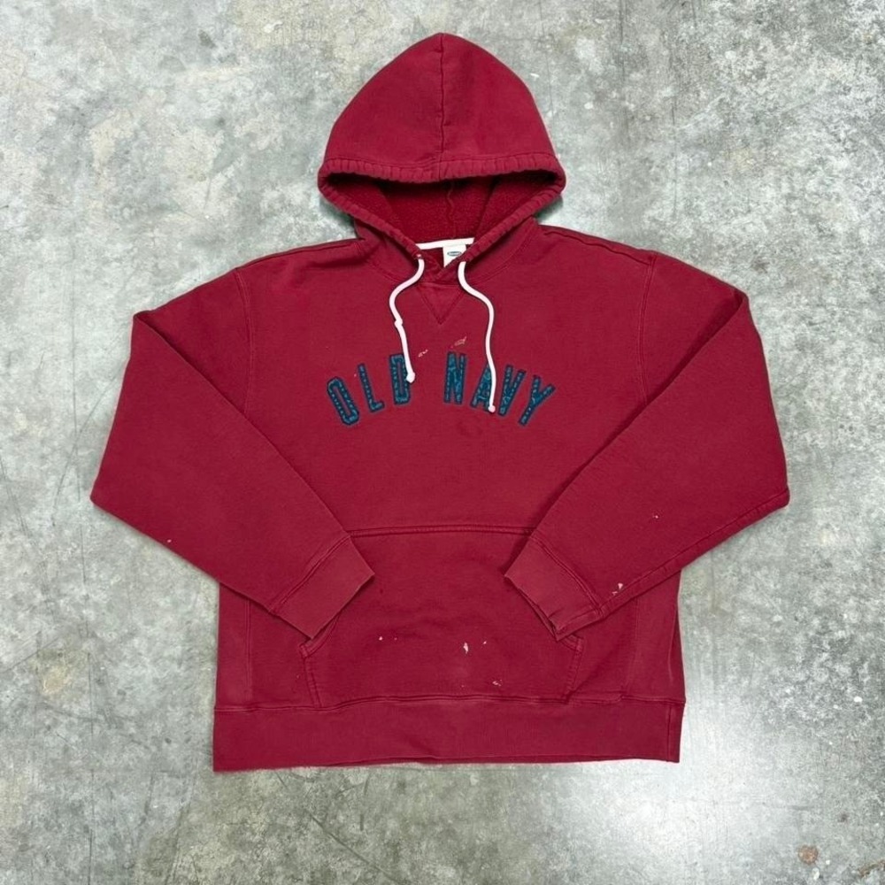 Old‎ Navy Red Heavyweight Cotton Y2K Distressed Hoodie Size L